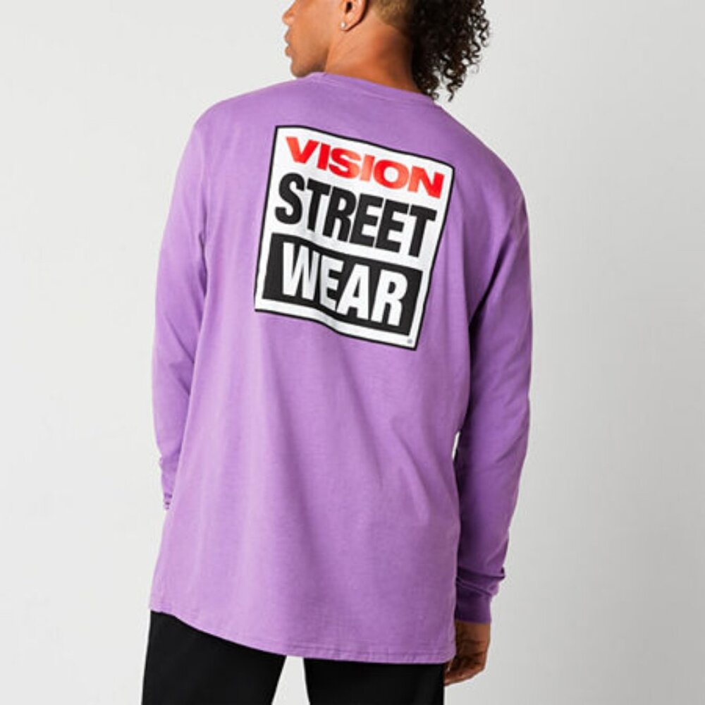 Vision Streetwear Mens Crew Neck Long Sleeve Graphic T-Shirt, Medium, Size M
